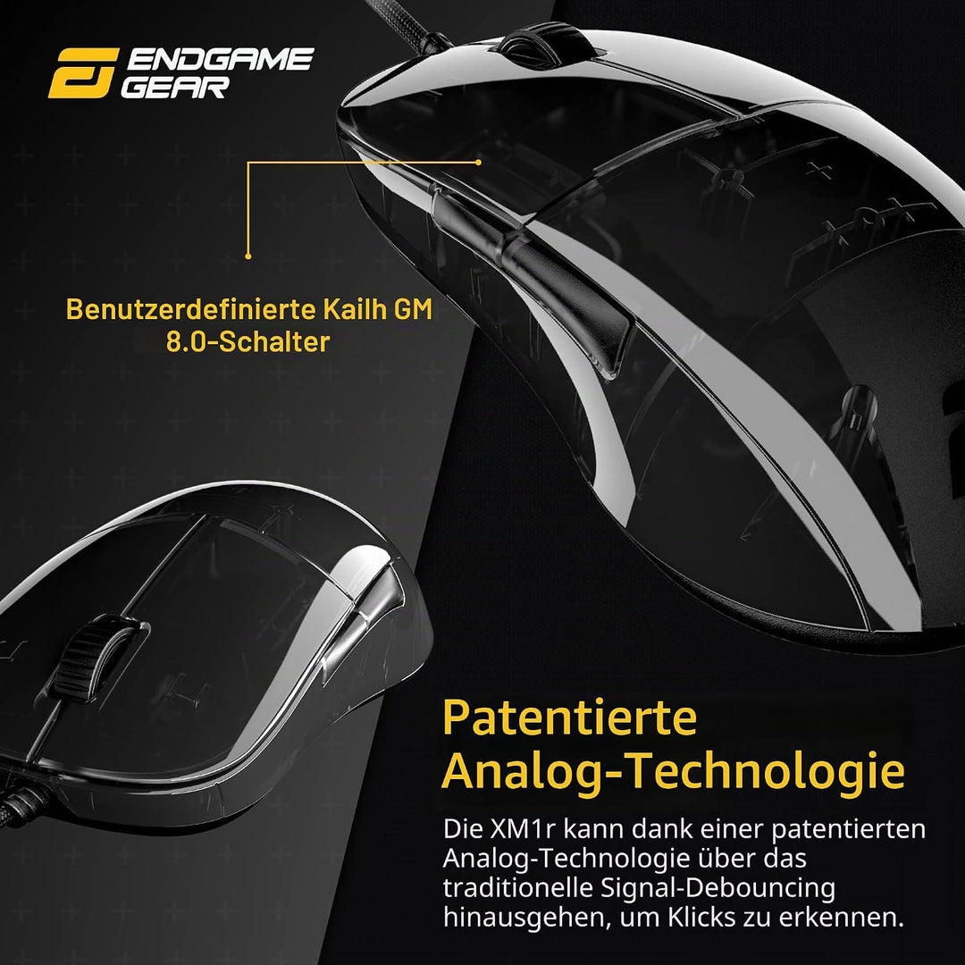 ENDGAME GEAR XM1r Gaming Maus mit Kabel – Optischer PixArt PAW3370-50 : 19.000 DPI - 5 Tasten - GM 8