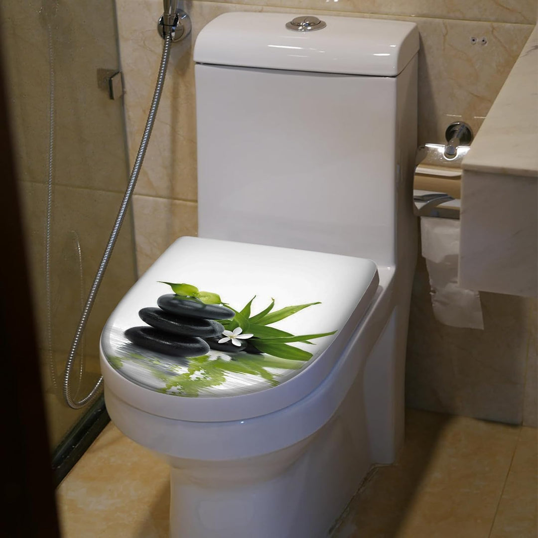WC Sitz Absenkautomatik Toilettendeckel mit Absenkautomatik，Softclose aus Duroplast und Edelstahl To