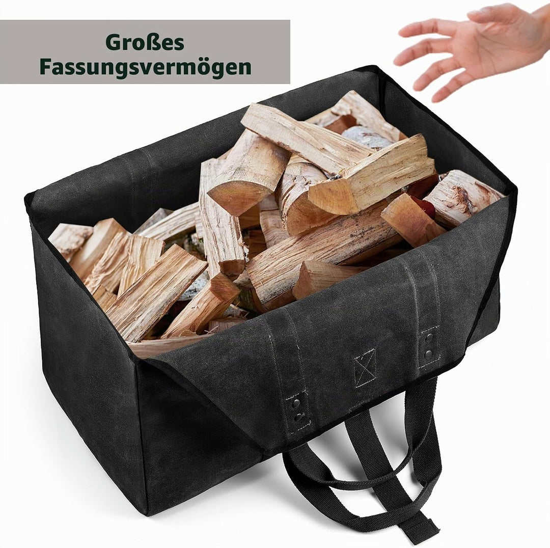 BONTHEE Extra Grosser Kaminholzträger Holzkorb Brennholztasche Tragetasche aus Segeltuch mit 2 Griff
