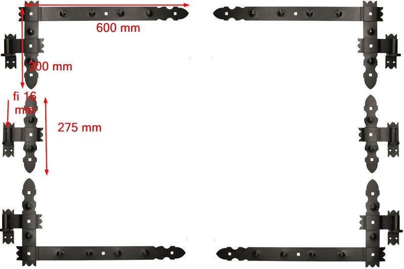 KOTARBAU® Winkelband 600 x 300mm 6 tlg. Kloben Mittelband Kreuzband Fensterladenband Winkelscharnier