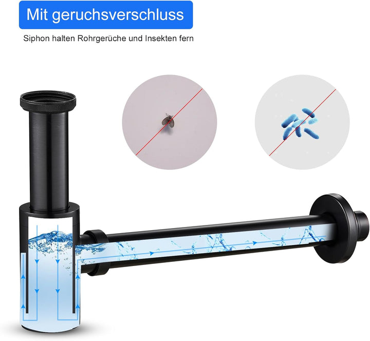KEOKBON Universal Siphon, Siphon für Waschbecken & Waschtisch, Keymark Messing Syphon Sifon Universa