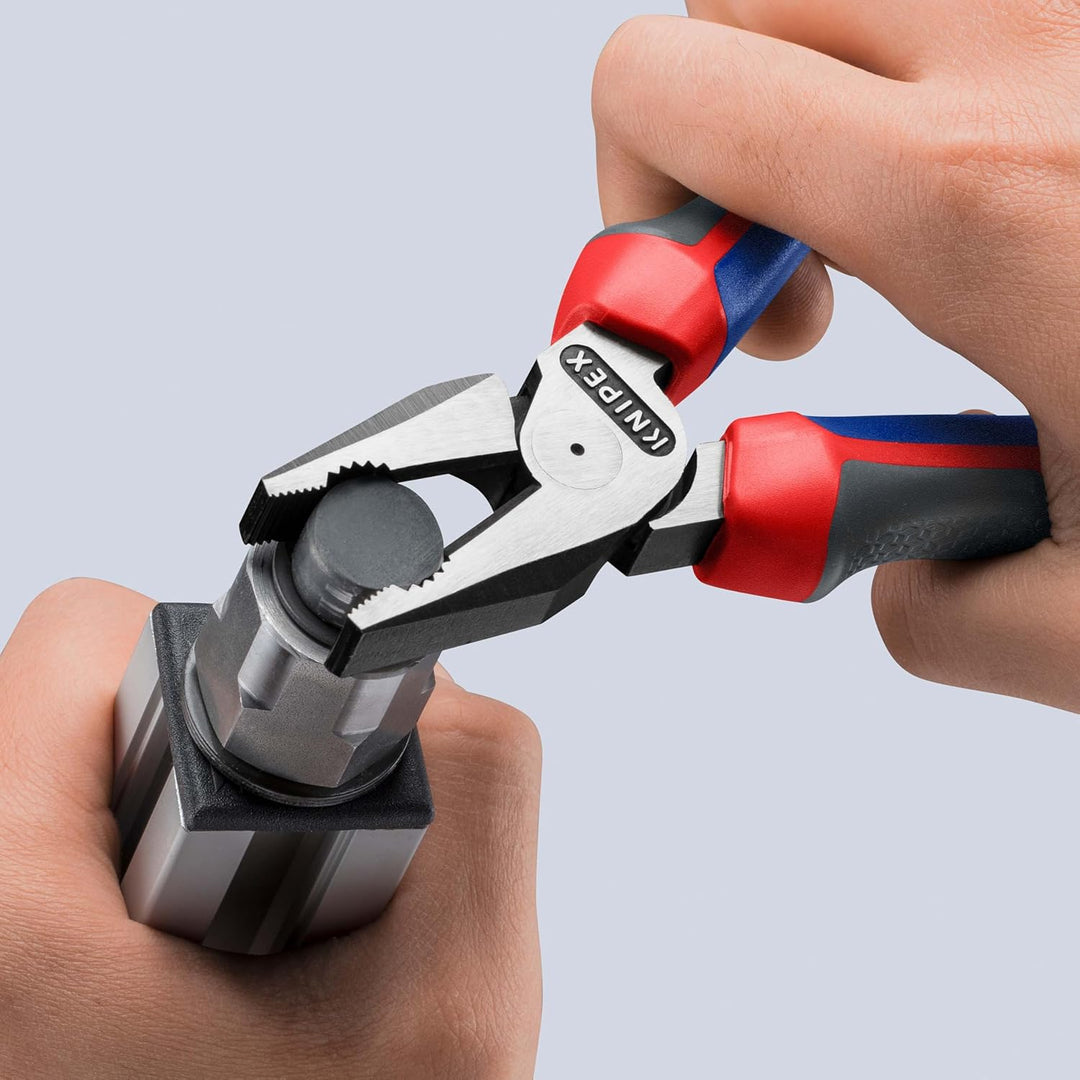 Knipex Kraft-Kombizange schwarz atramentiert, mit Mehrkomponenten-Hüllen 180 mm 02 02 180 Mit Mehrko