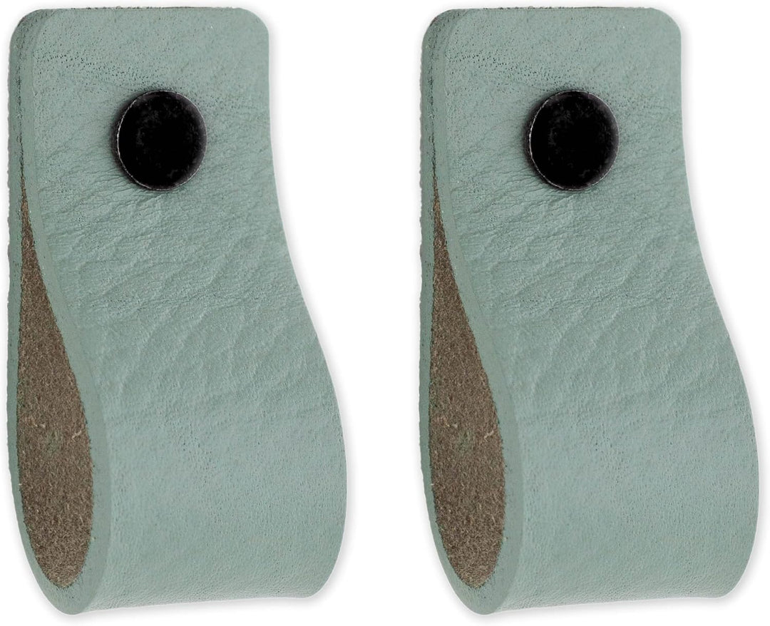 Brute Strength - Ledergriffe für Möbel - Blassgrün - 6 Stück - 12,5 x 2,5 cm - Schrankgriff, Türgrif