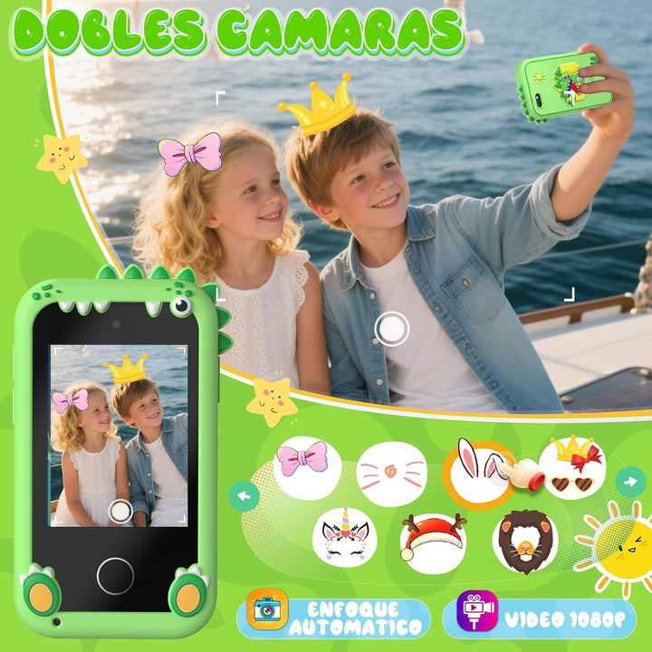 Fippesax Kinder Handy Smartphone Spielzeug, Kinderkamera 2,8" Handy für Mädchen & Jungen, 8G SD Kart