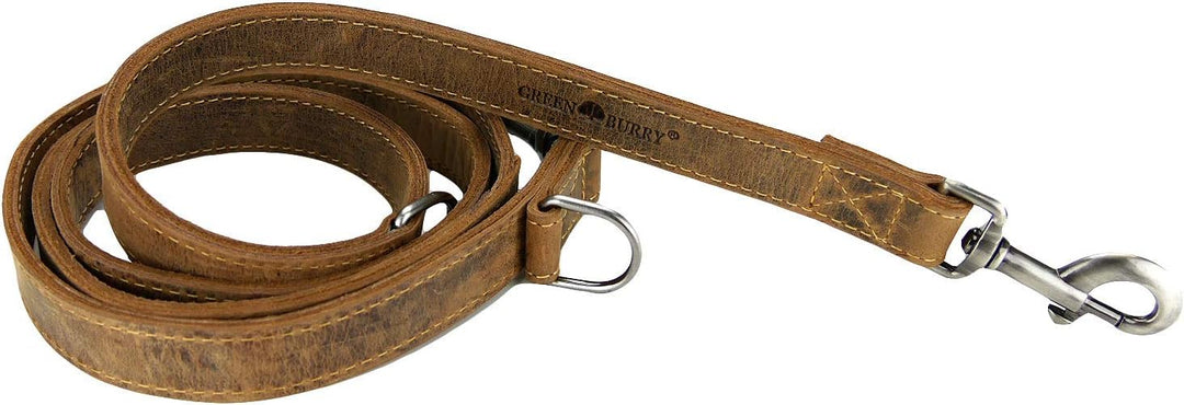 Greenburry Leder Führleine 200cm verstellbar Hundeleine Vintage antik braun