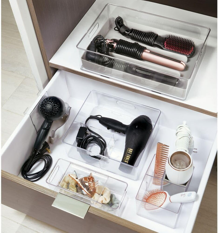 InterDesign The Home Edit, stapelbarer Haartrockner-Organisator aus recyceltem Kunststoff mit Untert