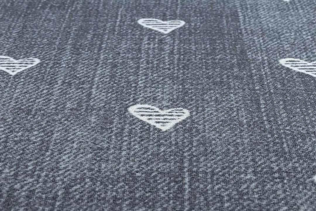 rugsx Teppich für Kinder Hearts Jeans, Vintage Herzen - grau Kreis 133 cm HEARTS grau kreis 133 cm,