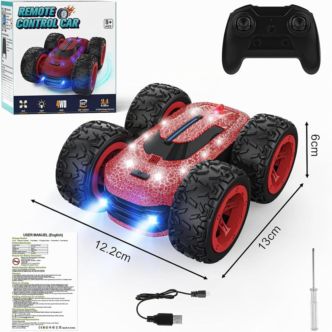 Ferngesteuertes Auto ab 3 4 5 6 7 8 9 Jahre, 4WD RC Auto Kinder 2.4Ghz 360°LED Blinken Stunt Drift C