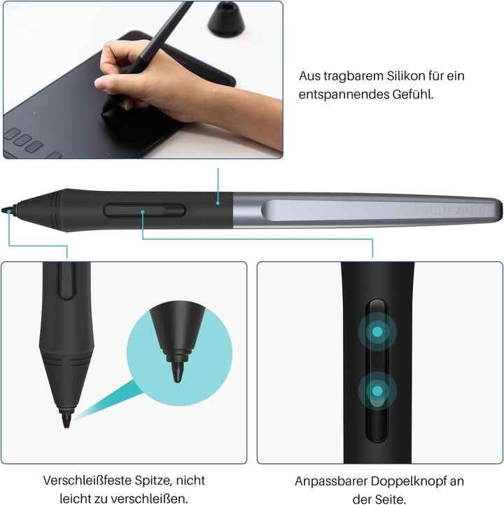 HUION INSPIROY H640P 8192 Pressure Sensitivity Graphic Tablet with Battery-Free Pen and 6 Adjustable