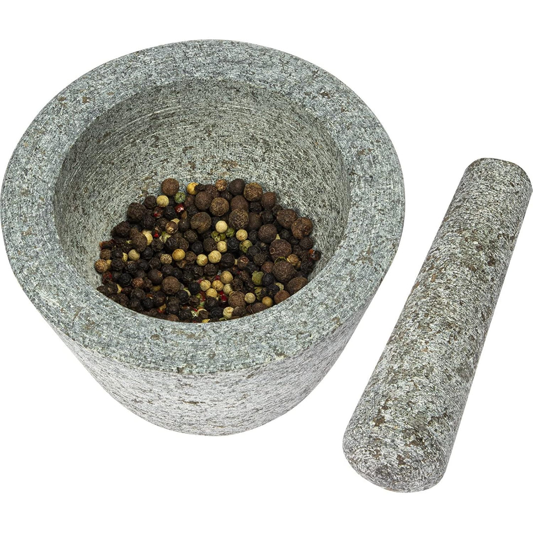 Mörser und Stössel aus Granit 13cm – Steinmörser | Küchenmörser | Mörser mit einem Stampfer