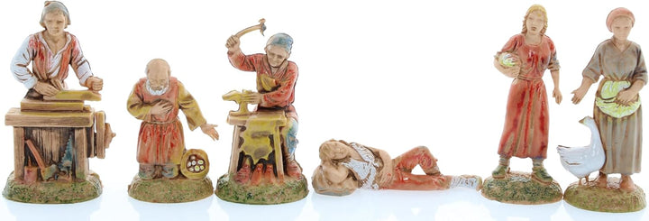 Moranduzzo Hirten-Gruppe 24 Figuren für 6 cm Krippe – MINI 6 – Massstab 1:32 – Unzerstörbare, Handbe