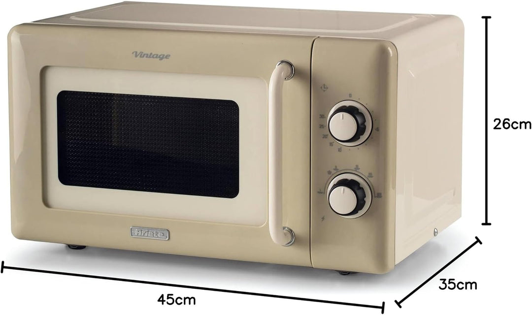 Ariete 3960 Mikrowelle Vintage, 800 W, Fassungsvermögen 20 l, 3 Funktionen, 6 Kochstufen, Timer, Bei