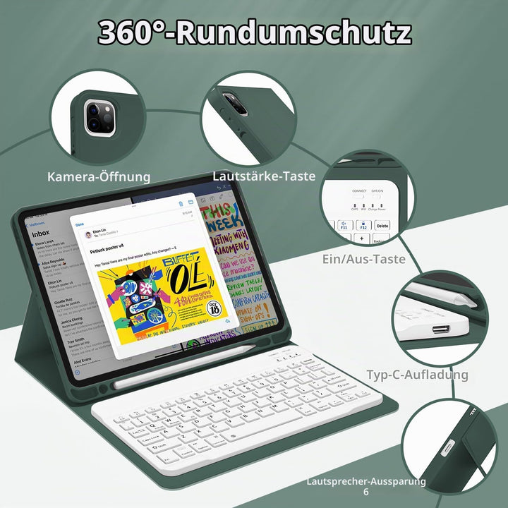 JKSML Hülle mit Tastatur für iPad Pro 11 Zoll 4./3./2.Generation (2022/2021/2020) mit Stifthalter, A