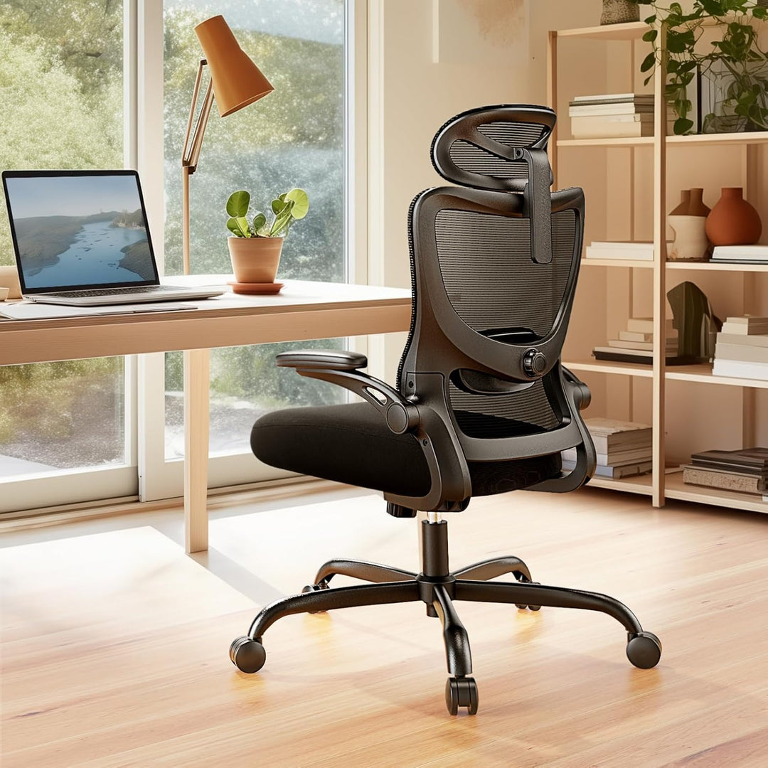 Marsail Bürostuhl Ergonomisch Schreibtischstuhl mit Verstellbarer Kopfstütze Lendenwirbelstütze und