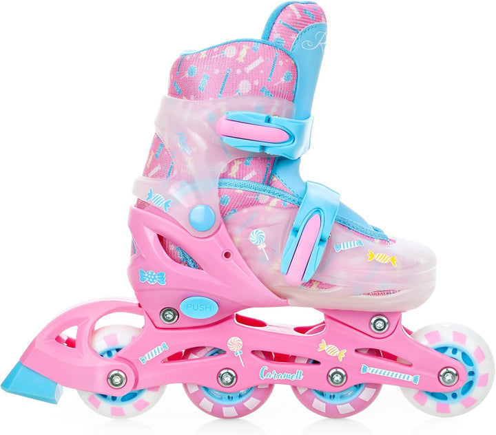 RAVEN 2in1 Schlittschuhe Inline Skates Inliner für Kinder Mädchen LED Leuchträder verstellbar 26-29