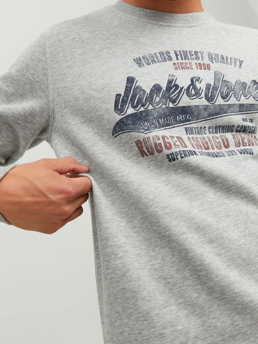 JACK & JONES Male Sweatshirt Einfarbig Sweatshirt M Light Grey Melange, M Light Grey Melange