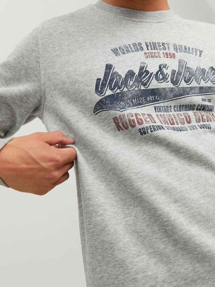 JACK & JONES Male Sweatshirt Einfarbig Sweatshirt M Light Grey Melange, M Light Grey Melange