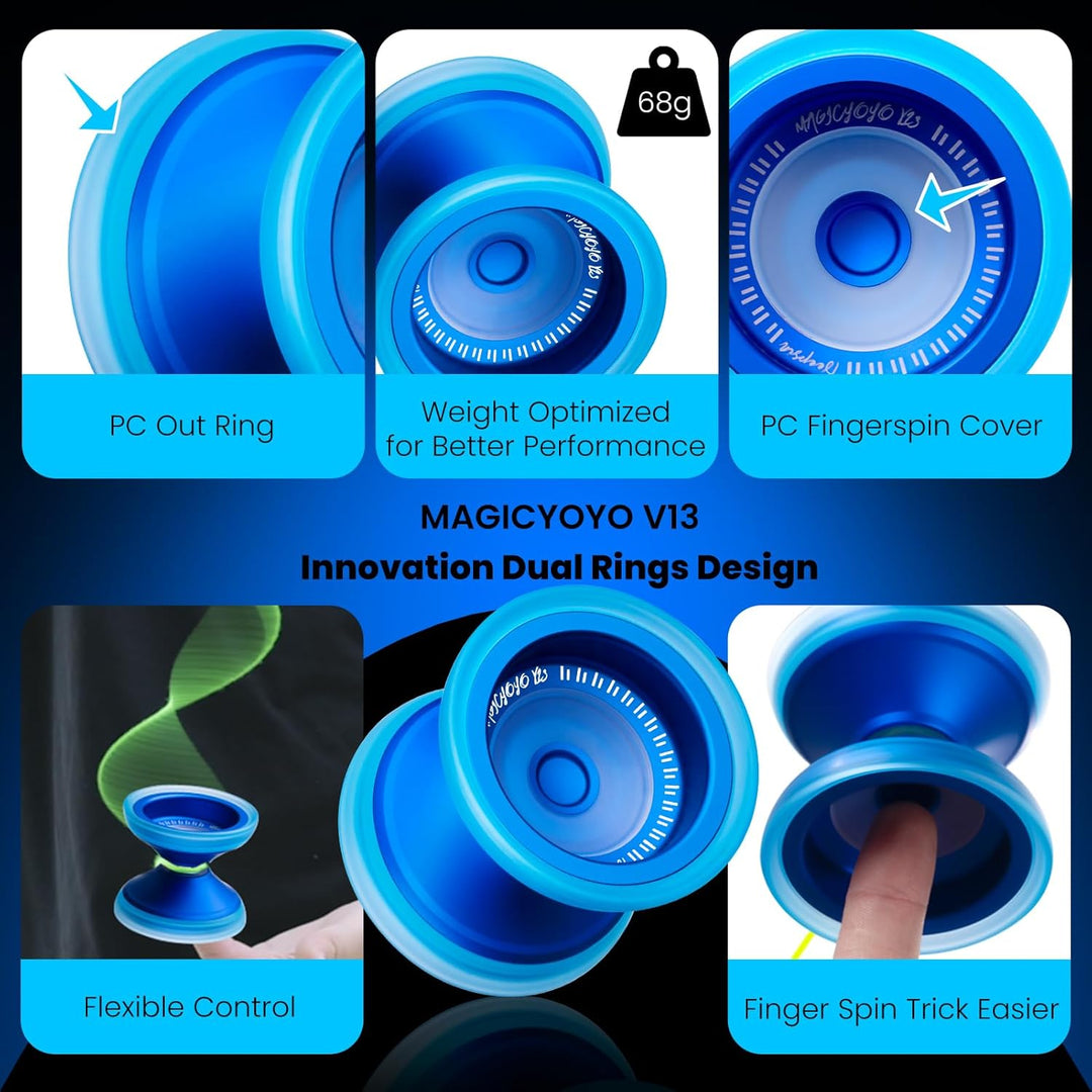 MAGICYOYO JoJo V13 Profi Finger Spin Yoyo für Anfänger & Fortgeschrittene, Dualer Modus für Responsi
