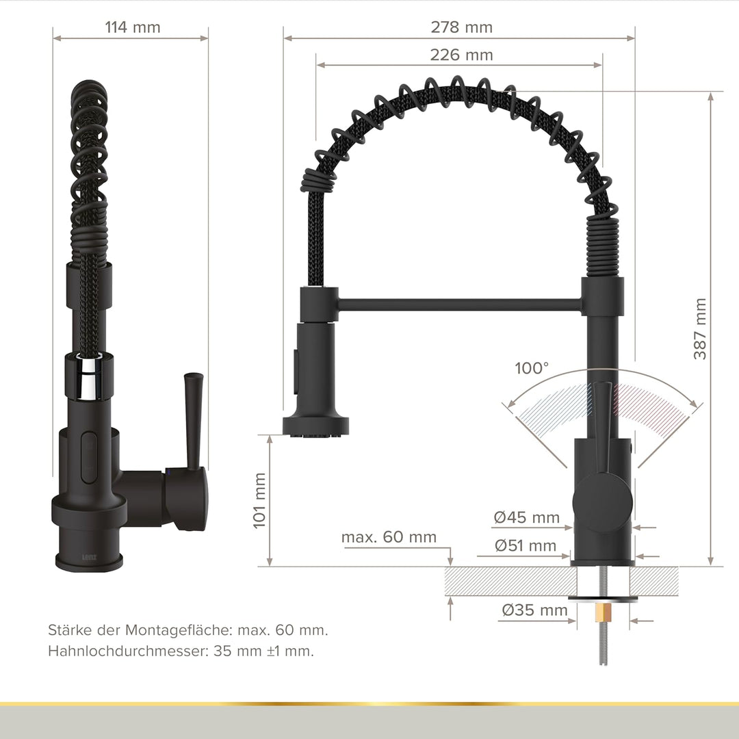 Lenz NOVA Küchenarmatur schwarz-matt 46070951