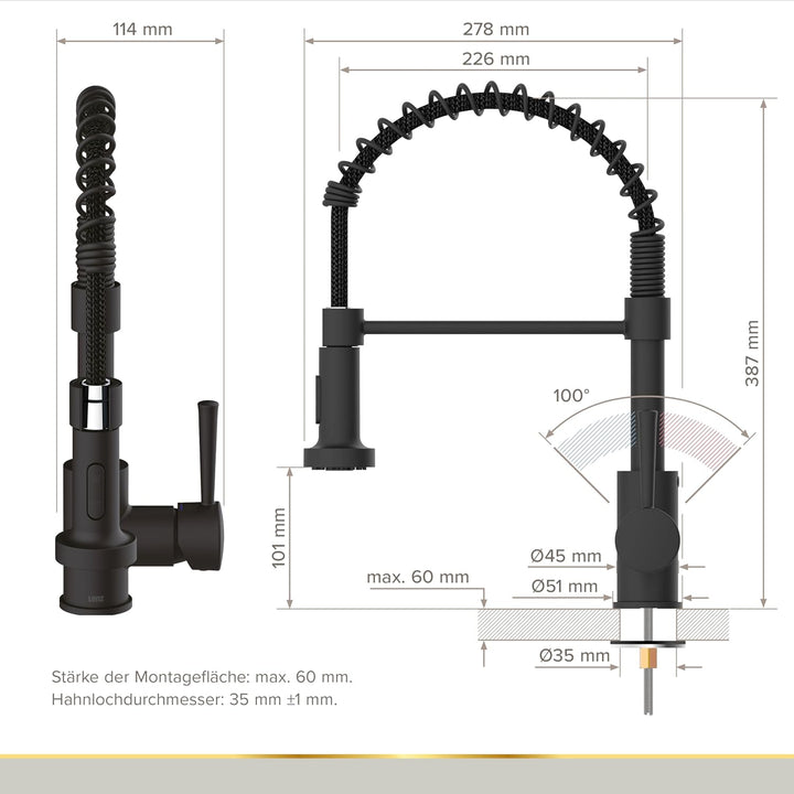 Lenz NOVA Küchenarmatur schwarz-matt 46070951