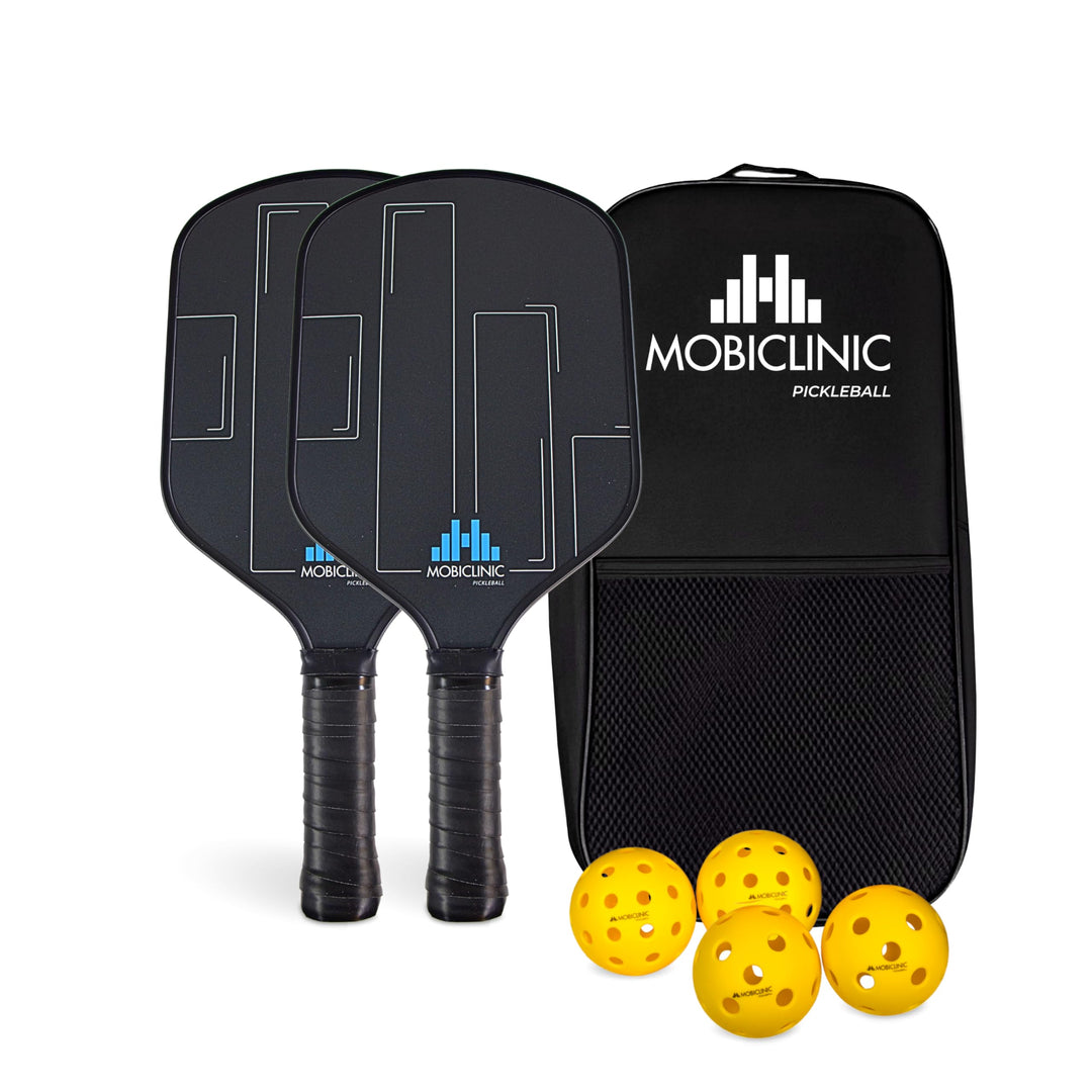 Mobiclinic®, Pickleball-Set, Fiberglas-Schläger, Bälle für Drinnen und Draussen, Tragetasche, Ergono