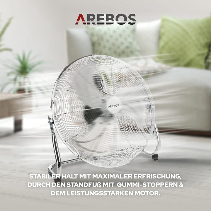 Arebos Bodenventilator Ø45 cm | Windmaschine Retro Stil | Ventilator | 3 Geschwindigkeitsstufen | ho