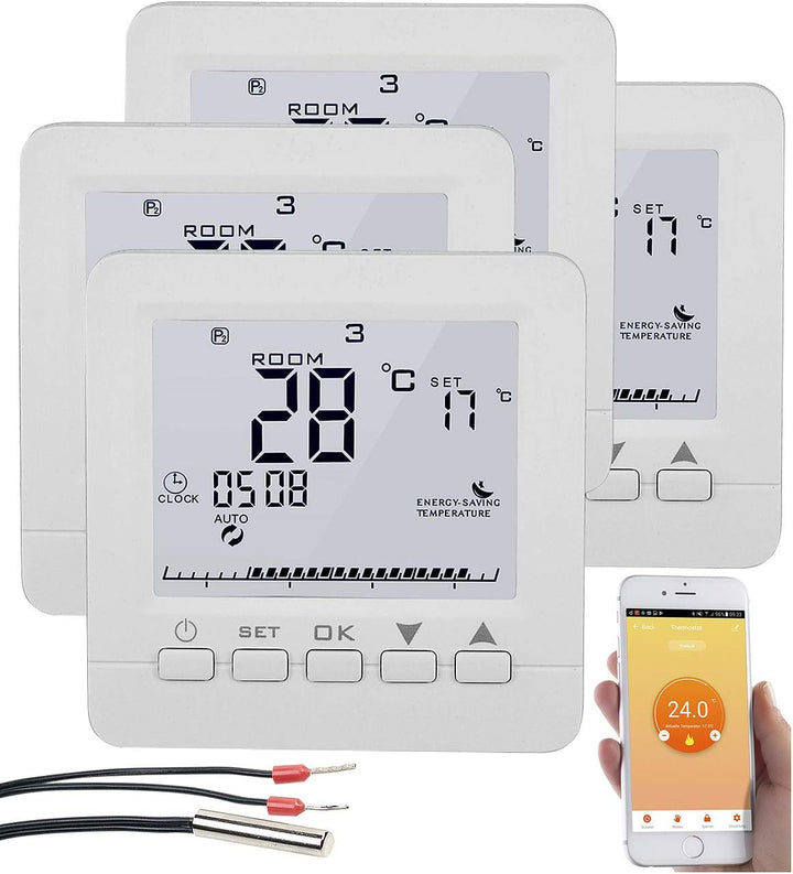 revolt Wandthermostat: 4er-Set WLAN-Thermostate für Fussbodenheizung, für Siri, Alexa & GA (Raum The
