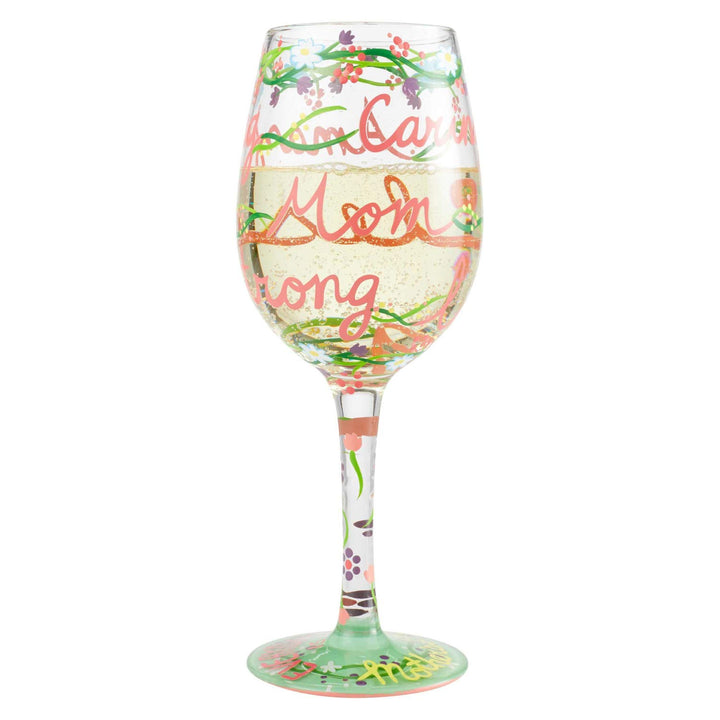 Enesco Designs by Lolita Mom Everyday Weinglas, handbemalt, 425 ml, mehrfarbig