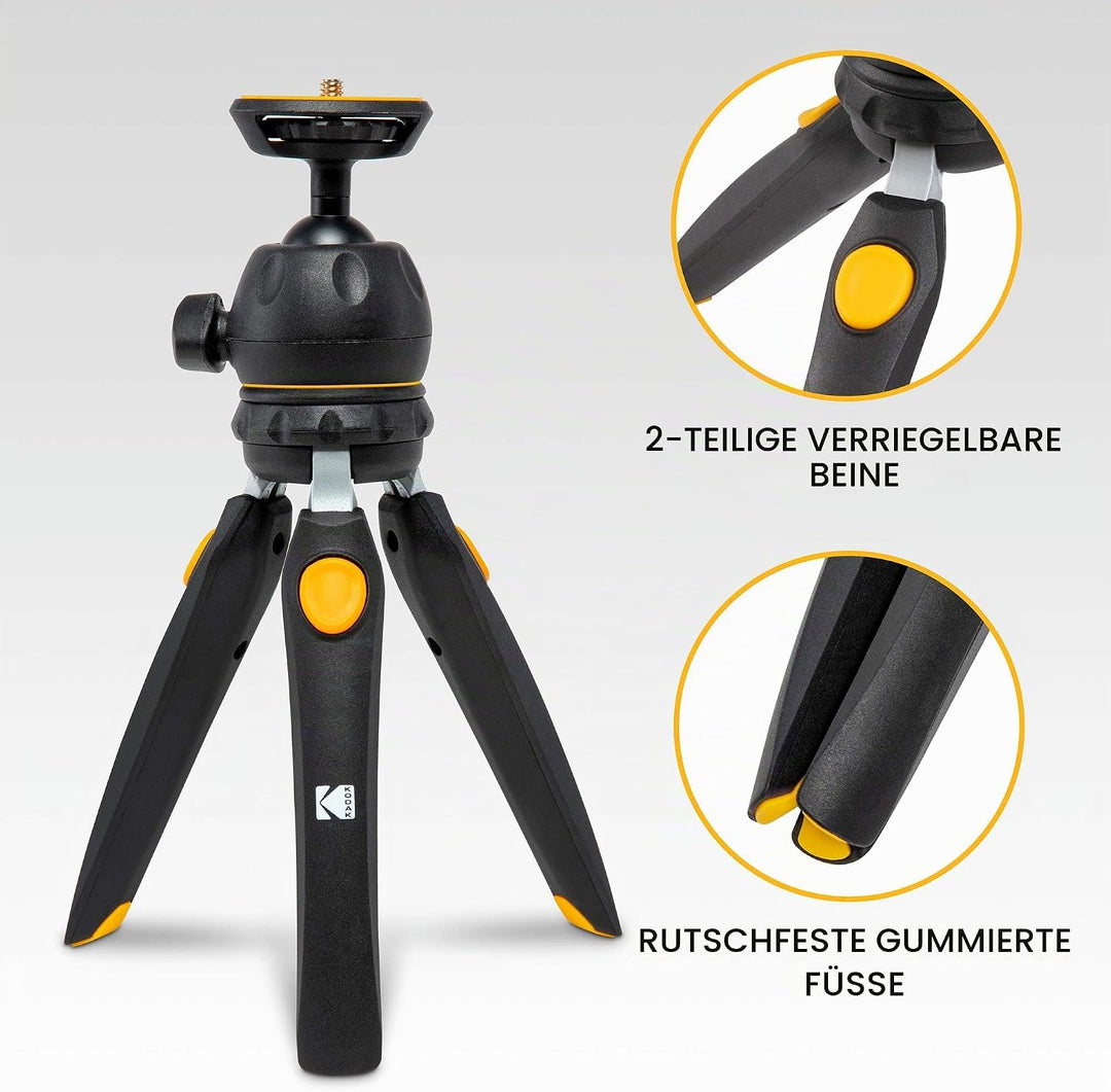 KODAK PhotoGear Mini-Stativ mit Fernbedienung, 360°-Kugelkopf, kompaktes 22,9 cm Tischstativ, 27,9 c