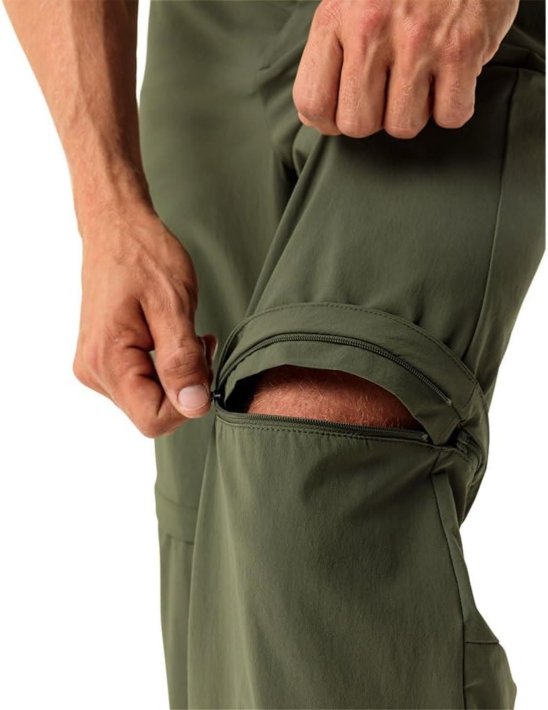 VAUDE Men's Stretch T-Zip Pants II, Hiking Pants Cedar Wood 46-Short, Cedar Wood 46-Short