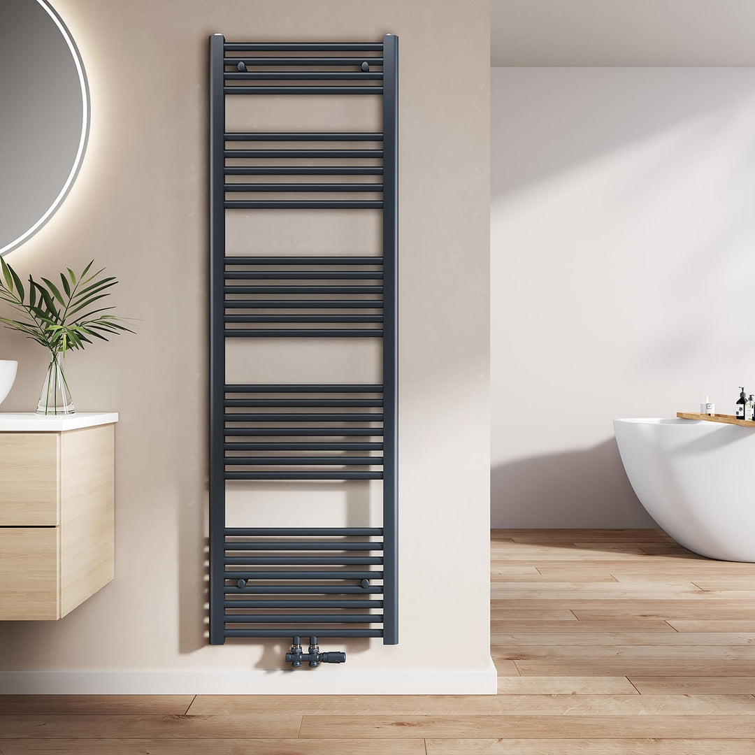 EMKE Badheizkörper Gerade 1600x500 mm - Handtuchheizkörper mit Mittelanschluss, Effizienter Handtuch