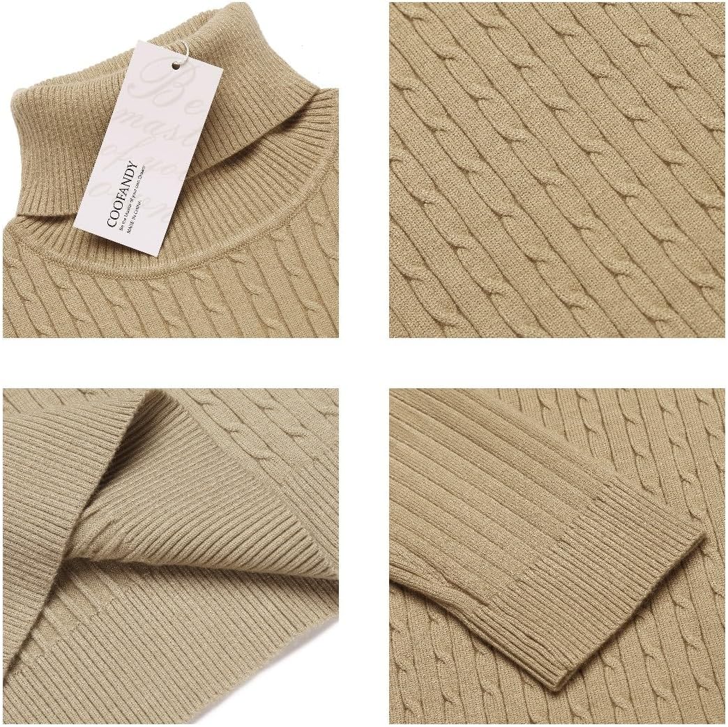 COOFANDY Herren Pullover Feinstrick Langarm Rollkragenpullover Winter Pullover Slim fit Freizeit Rol