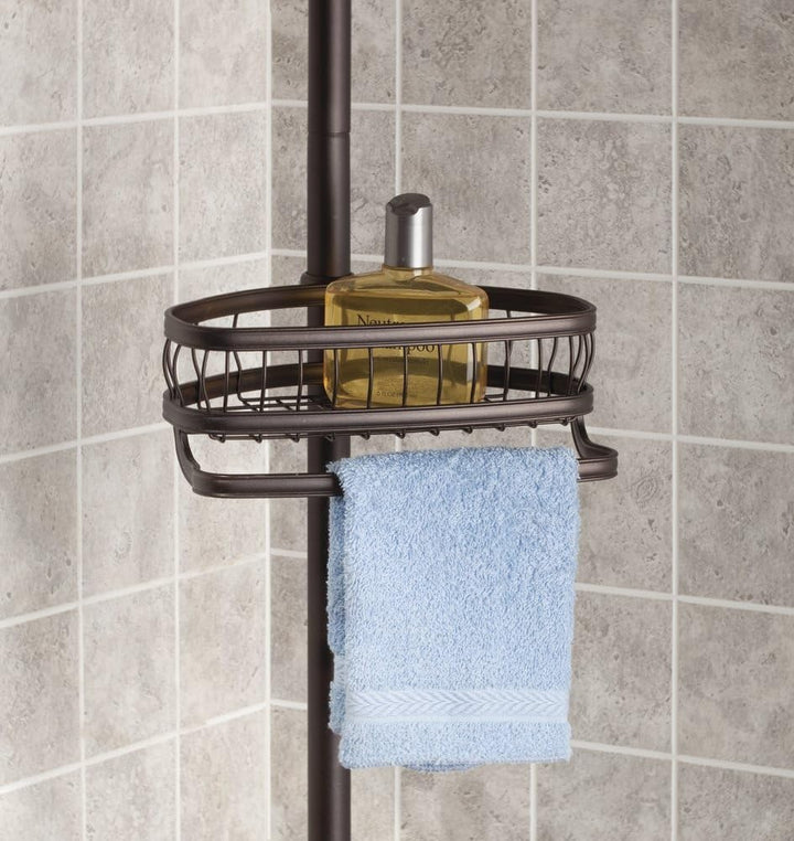 mDesign Teleskop Duschregal - ohne Bohren zu montierende Duschablage aus Metall - ideal für Shampoo,