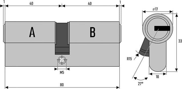 LÖWEN 80 mm 4x Zylinderschloss 40/40 Doppelzylinder gleichschliessend Massive Schliesszylinder inkl.