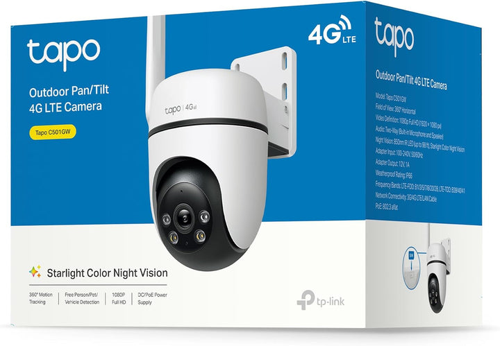 Tapo C501GW 360° 4G LTE Überwachungskamera mit SIM-Kartenslot, kein WLAN erforderlich, Starlight far