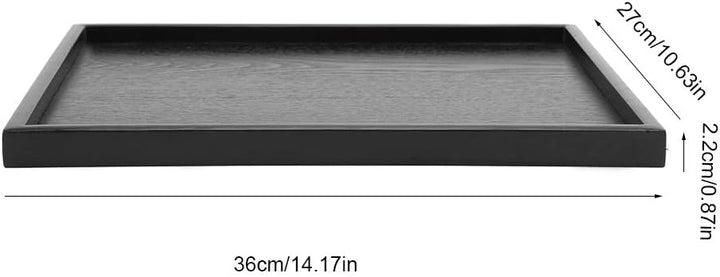 Raguso Rechteckform Tablett Schwarz Massivholz Tee Tablett Kaffee Snack Essen Mahlzeiten Mehrzweck-S