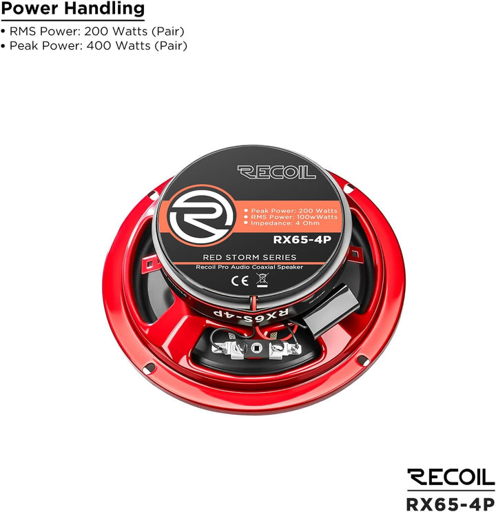 RECOIL RX65-4P 16,5cm Auto Koaxiallautsprecher Pro Audio Horn-Hochtöner | 6.5", 200W Max, 100W RMS,