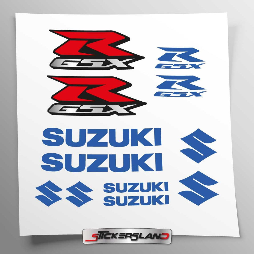 Aufkleber-Set kompatibel mit Tank und Motorradhelm GSX R | Basis Vinyl transparent, einfache Anbring