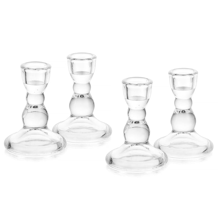 Glasseam Kerzenhalter Stabkerze Glas Kerzenständer Stabkerzen, 4 Stück Stabkerzenhalter Weihnachten
