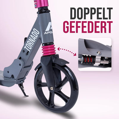 Apollo High End Scooter Erwachsene - Tornado | Cityroller Kinder ab 7 Jahre mit Bremse und Federung