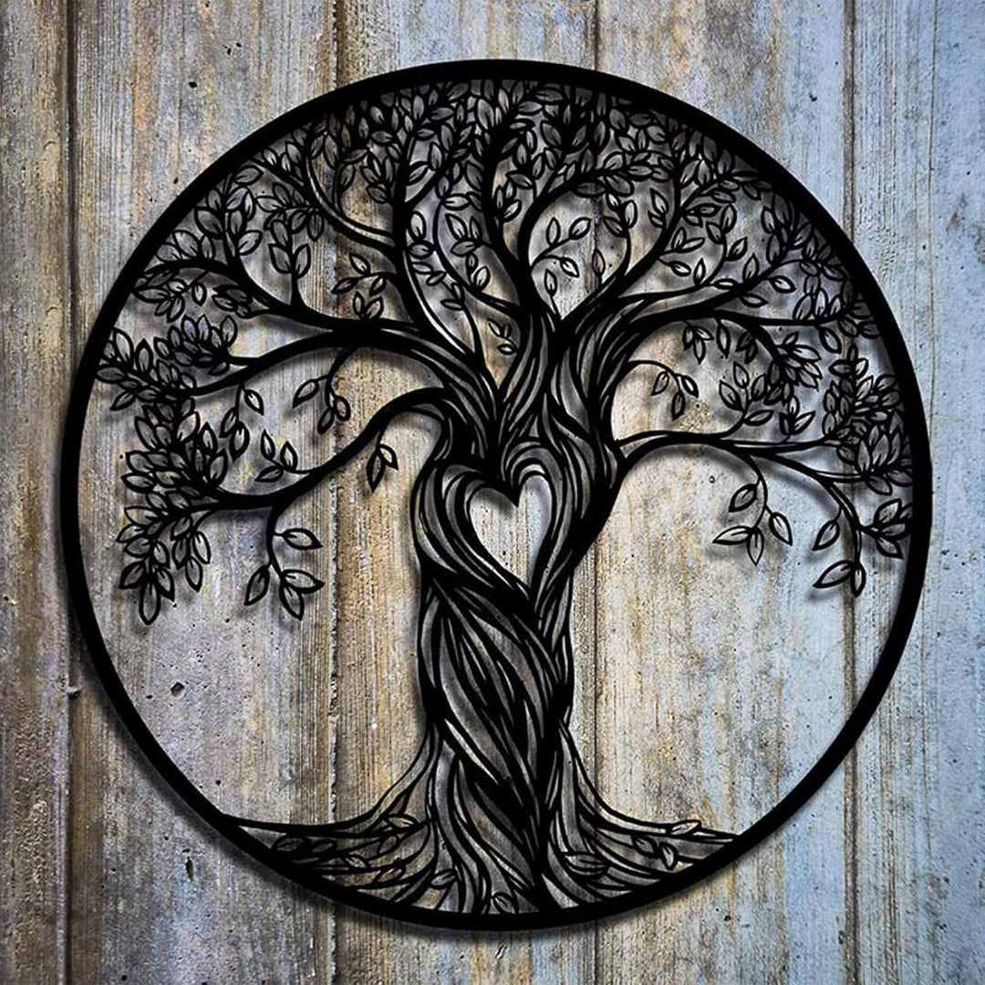 LIKEUDO 50 cm Tree of Life Schwarz Metall Baum Des Lebens Deko Wohnzimmer Wanddeko Wandkunst Schlafz