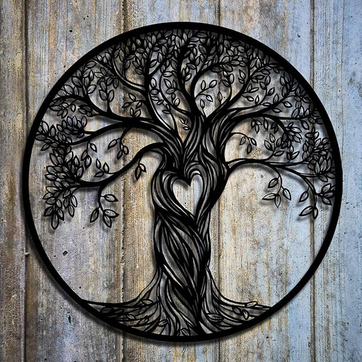 LIKEUDO 50 cm Tree of Life Schwarz Metall Baum Des Lebens Deko Wohnzimmer Wanddeko Wandkunst Schlafz