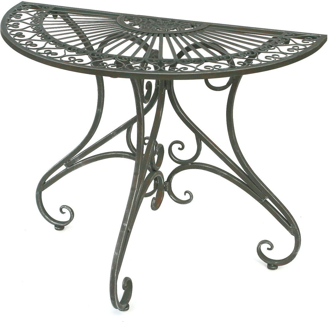 DanDiBo Tisch Halbrund Wandtisch Halbtisch 130434 Beistelltisch aus Metall 90 cm Gartentisch Konsole