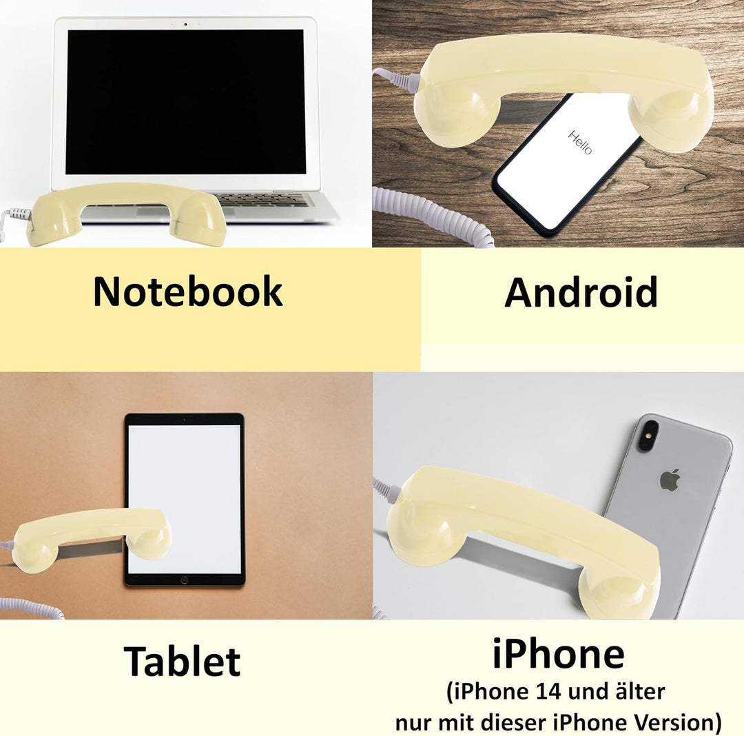 Retro Handyhörer für Apple iPhones mit Lightning (passender Adapter mit inbegriffen) in der Form ein