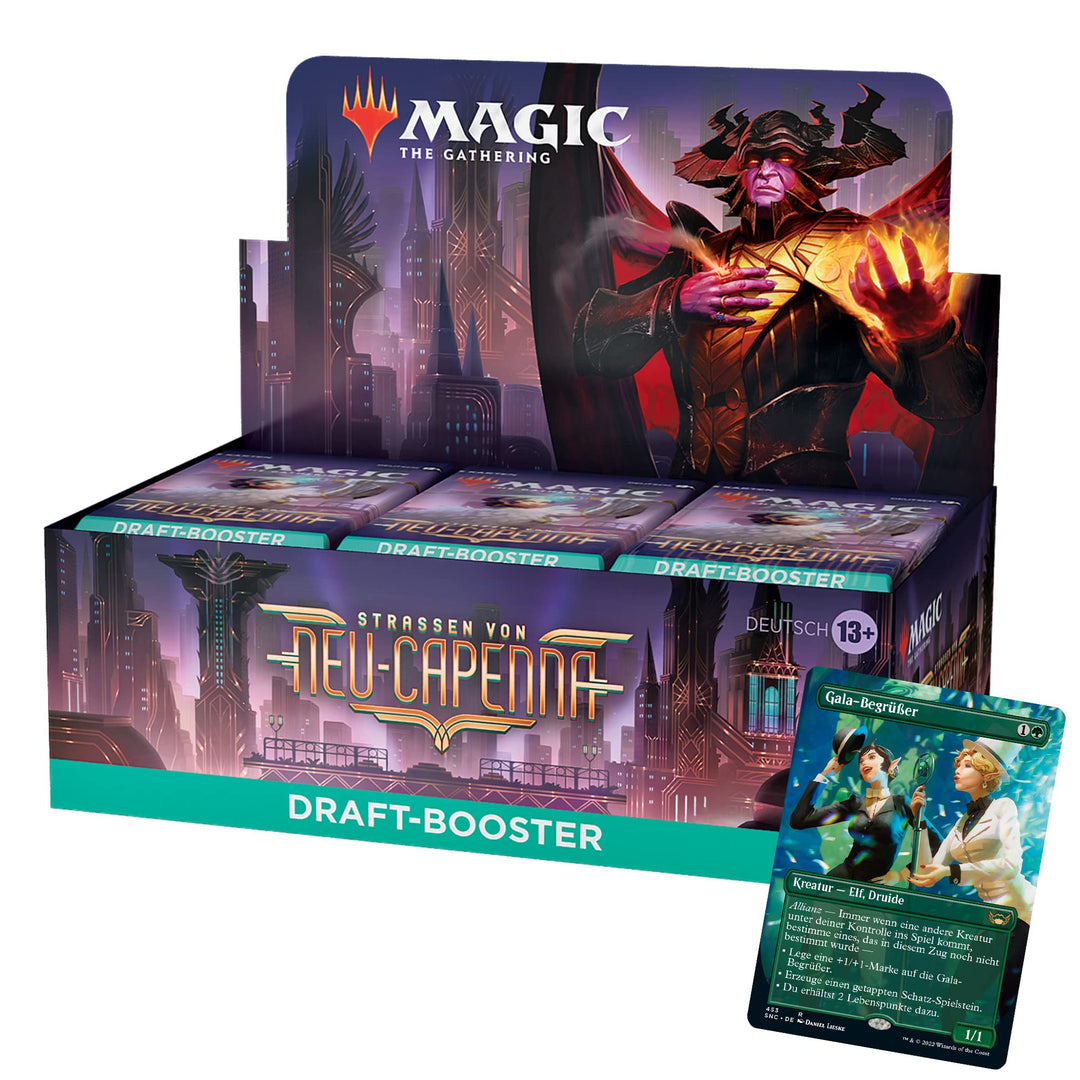 Magic The Gathering Streets of Neu-Capenna Draft Booster Display, 36 Boosters i 1 Box Topper (wersja