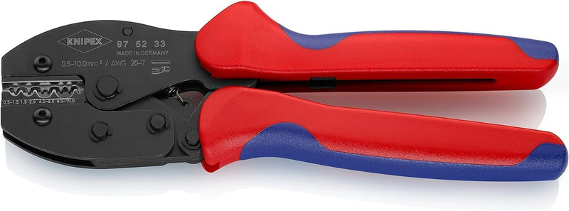 Knipex PreciForce® Crimpzange brüniert, mit Mehrkomponenten-Hüllen 220 mm 97 52 33