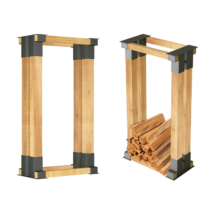 NAIZY Holzstapelhilfe für Kaminholz, Stabile Brennholz Stapelhilfe aus Feuerverzinkt Holzstapelhalte