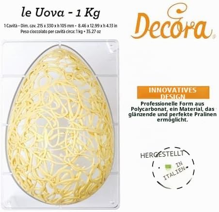 Decora 0050064 Profi-Form FÜR SCHOKOLADENEIER AUS Poly 1KG-1HOHLRAUM 330X215 MM, Polycarbonate, Durc