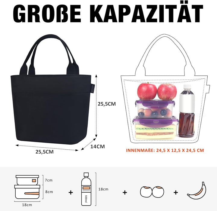 Kühltasche Klein Leicht Lunch Tasche Isoliertasche zur Arbeit Schule Faltbar Wasserdicht Reissversch