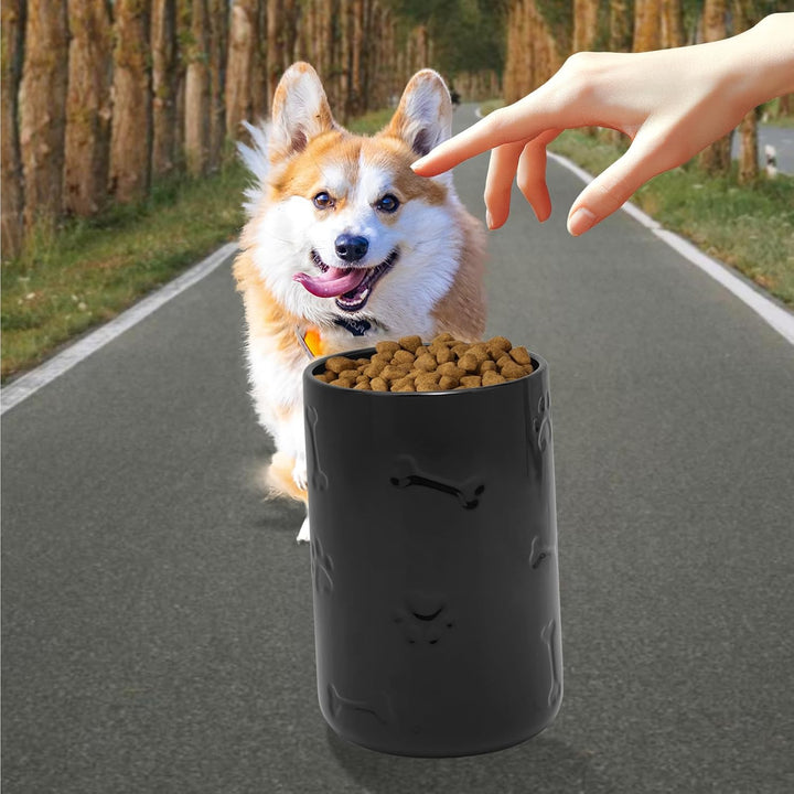 Hunde-Leckerli-Behälter, luftdicht, 22,9 x 12,7 cm, schwarz, grosse Keramik-Dose für Küchentheke, Ke